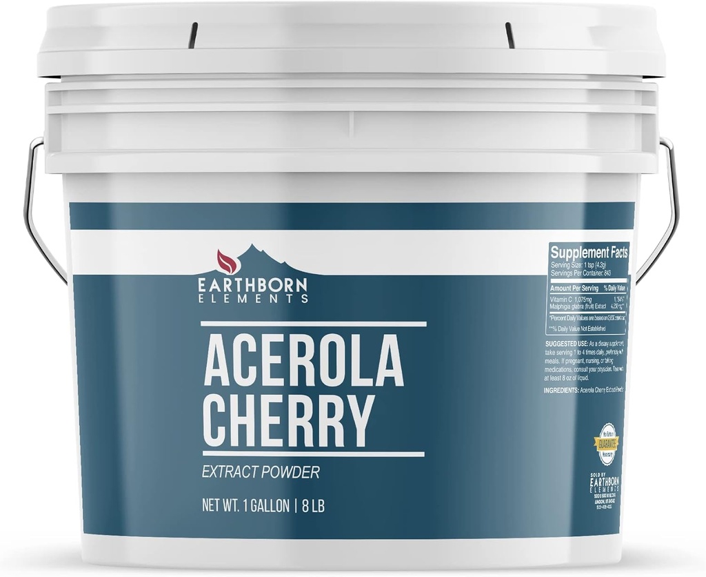 Earthborn Elements Acerola Cherry Powder 1 Gallon, Pure & Undiluted, No Fillers
