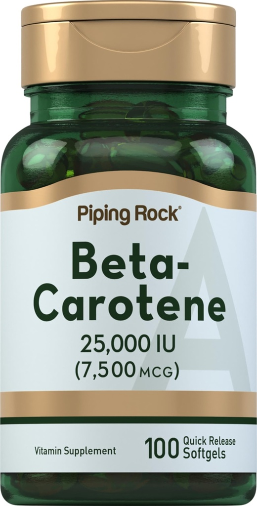 Piping Rock Beta Carotène 25000 UI Softgels.