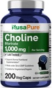 NusaPure Choline Bitartrate 1000 mg 200 Capsules de Véggie (Végétarien Végétarien, Non-OGM)