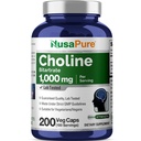 NusaPure Choline Bitartrate 1000 mg 200 Capsules de Véggie (Végétarien Végétarien, Non-OGM)