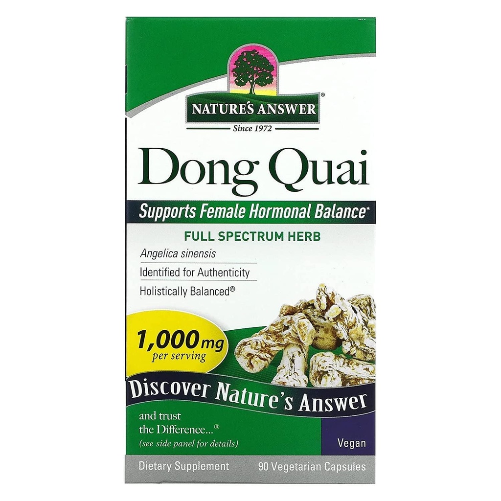 Nature's Answer Dong Quai Root 1000mg.com Supplément diététique Supporte l'équilibre hormonal féminin.