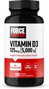 FACTEUR DE FORCE Vitamine D3 5000 UI Softgels, supplément de vitamine D à haut potentiel pour soutenir l'immunité et la santé osseuse, qualité supérieure, pas de conservateurs, 120 Softgels