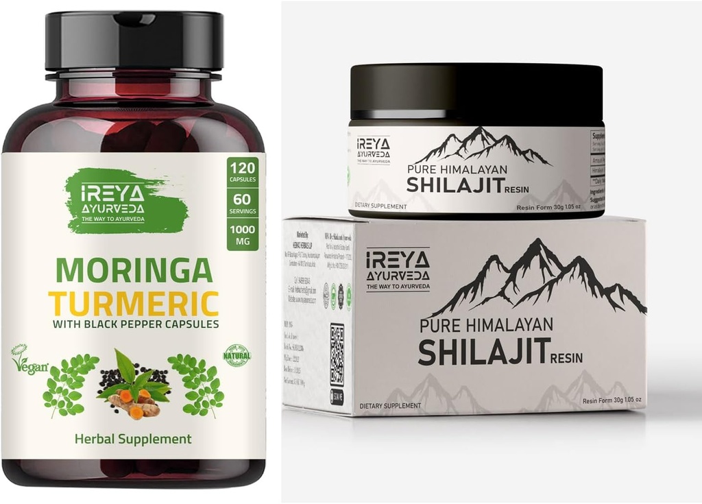 Moringa Turmeric Capsules et Himalayan Shilajit Capsules