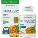 VH Nutrition Fenugreek+- 1400mg Capsules Fenugreek Extra Strength: Supplément de soutien à l'équilibre hormonal et à l'énergie pour les hommes et les femmes
