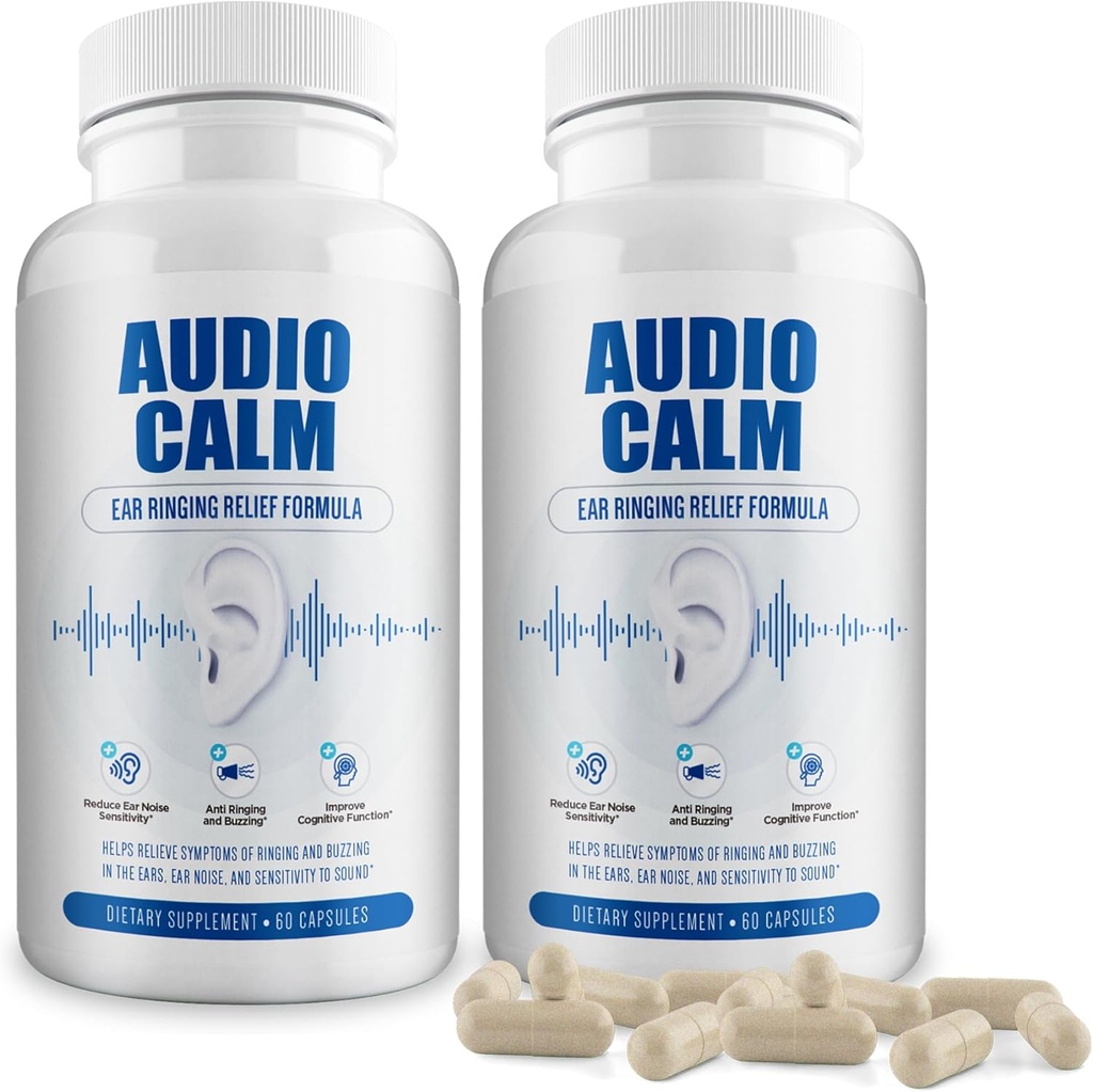 Audio Calm - Tinnitus Relief Supplement | Natural Stop Tinnitus Solution - Relieves Ear Ringing, Buzzing, Clicking | 60 Capsules (2)
