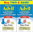 Réducteur de douleur liquide advil pour nourrissons et réducteur de fièvre infantile, Ibuprofène pour nourrissons Dye sans douleur et médicament contre la fièvre, Raisin blanc - 0,5 Fl Oz (2 pack)