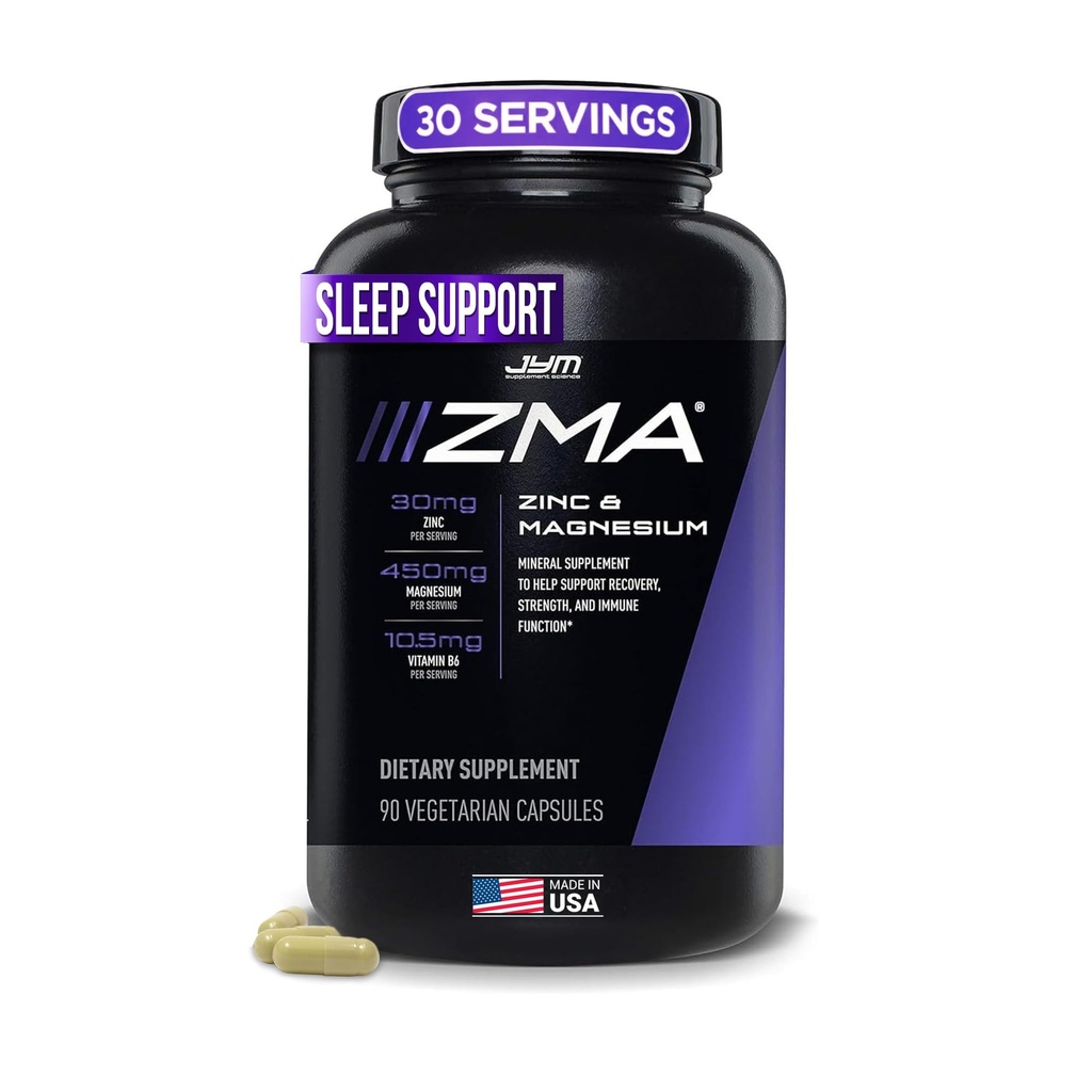 Supplément ZMA JYM, Zinc & Magnésium - Zinc, Magnésium et Vitamine B6, YM Supplément Science, 90 Capsules végétariennes