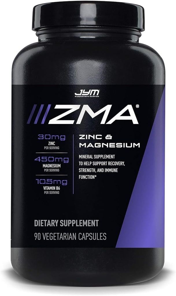 Supplément ZMA JYM, Zinc & Magnésium - Zinc, Magnésium et Vitamine B6, YM Supplément Science, 90 Capsules végétariennes