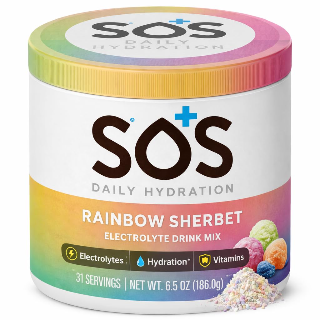 SOS Hydratation Mélange de poudre d'électrolyte , 31 portions , faible sucre , 15 calories , Keto-friendly & Rapid Réhydratation