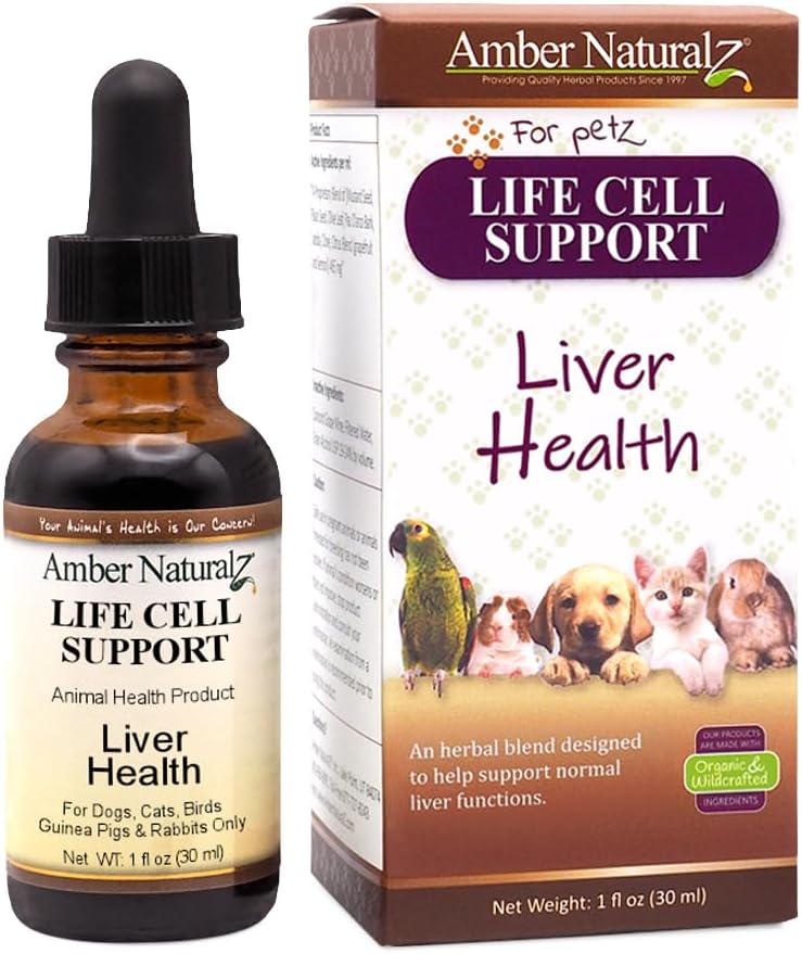 Amber NaturalZ Life Cell Support Herbal Supplément pour chiens, chats, oiseaux, lapins et cochons de Guinée.