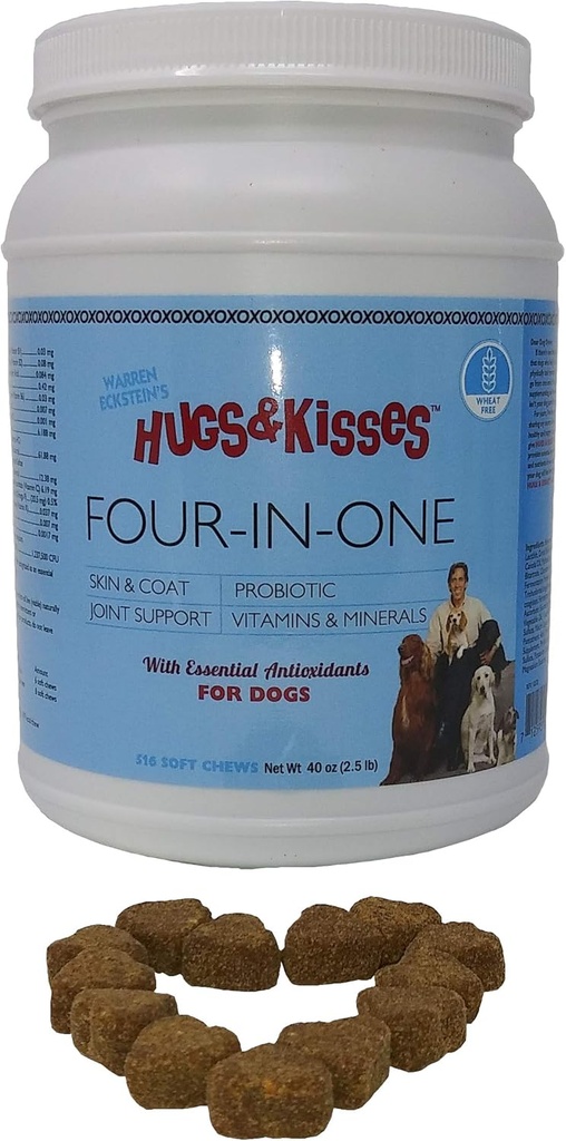 HUGS & KISSES Warren Eckstein's Four-in-One Dog Vitamin Mineral Supplement Treats