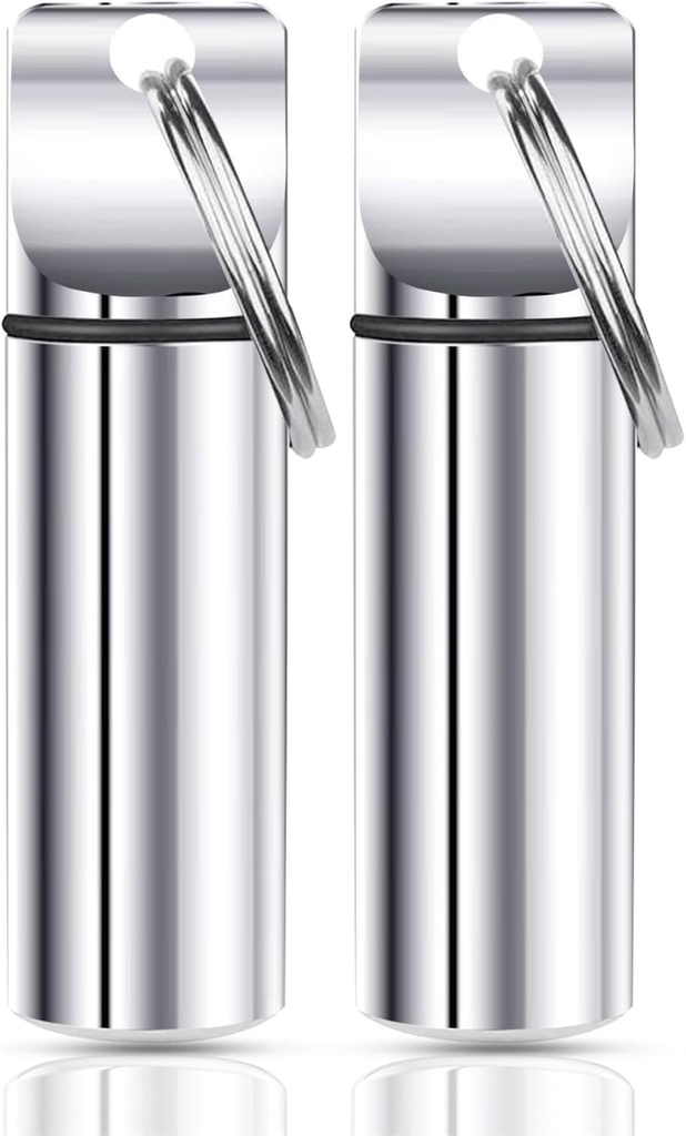 Keychain Pill Holder – Large Capacity Waterproof Travel Pill Organizer Pill Container for Tablets, Capsules – Durable Travel Friendly Pill Case for Purse Mini Pill Case (Silver)