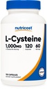 Nutricost L-Cysteine 1000mg, 120 Capsules - Non-OGM, Supplément sans gluten, 500mg par gélule