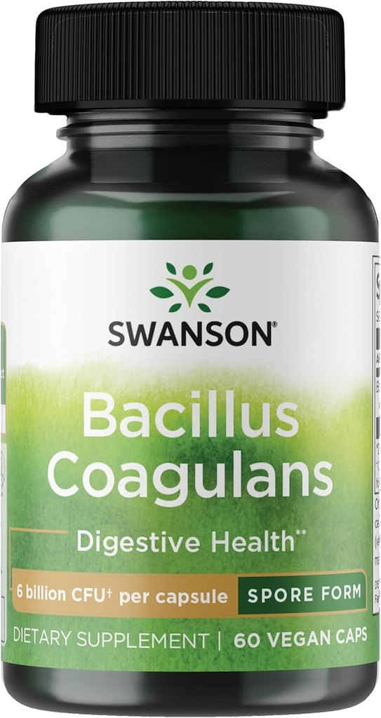 Swanson Bacillus Coagulans - Natural Probiotic Supplement Supporting Digestive Health w/ 6 Billion CFU - May Support GI & Overall Gut Health - (60 Veggie Capsules)