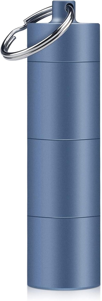 Porte-clés Opret Pill Holder, 3 compartiments Boîtier en métal petite pilule, Pill box portable étanche, Pill container for Purse (Blue)