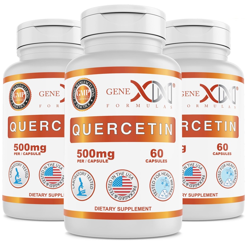Formules Genex Quercetin 500mg (60 capsules) Non-OGM, sans gluten (3 boîtes)
