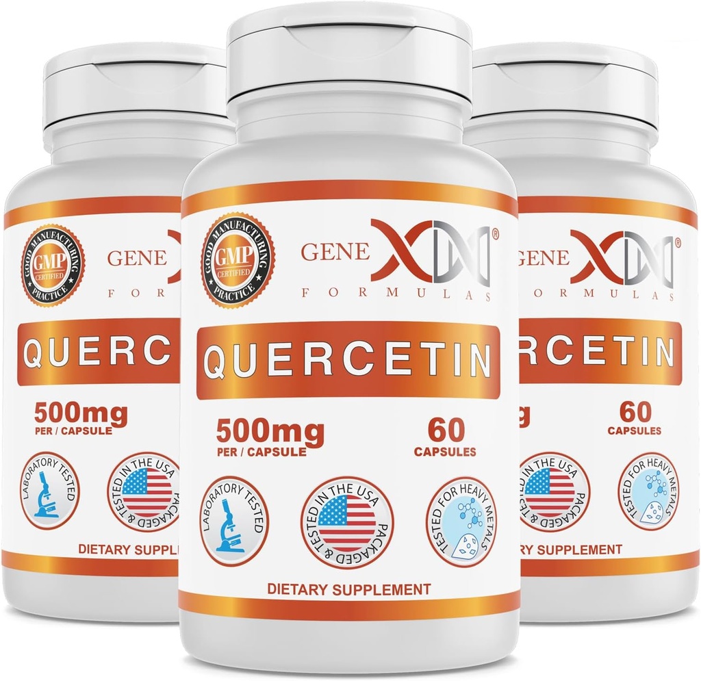 Formules Genex Quercetin 500mg (60 capsules) Non-OGM, sans gluten (3 boîtes)
