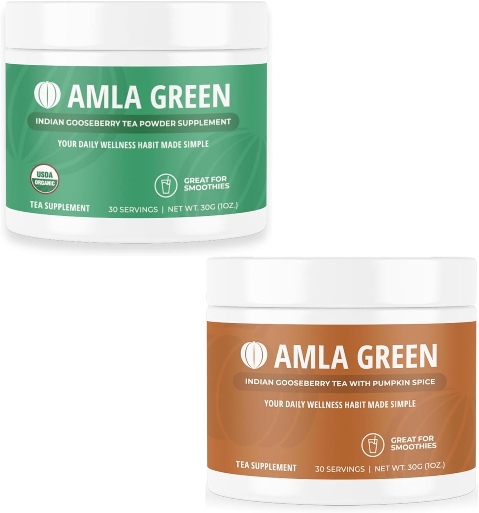 Amla Powder & Green Tea Superfood Supplement with Indian Gooseberry & Pumpkin Spice, biologique, végétalien, 30 portions UGS: GB-HB-30