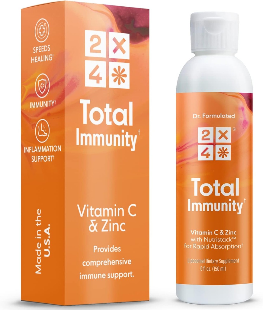2X4 Elderberry avec du zinc et de la vitamine C pour les adultes - Soutien immunitaire quotidien liquide - Supplément immunitaire liposomique Vitamines, non-OGM, sans sucre, 30 portions, 5 fl oz