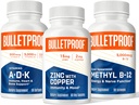 Ensemble de résistance triple menace, vitamines A-D-K, 30 softgels, zinc avec cuivre, 60 capsules, méthyl B-12, parfum de spermatozoïde, 60 lozenges