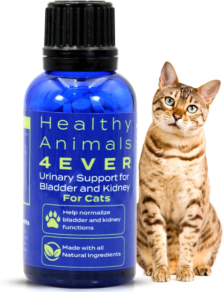 HA4E - Cat UTI Remedy - Soutien naturel au rein pour les chats - Soutien à la santé urinaire et vésiculeuse - Nettoyage rénal - Non-OGM, biologique, sans produits chimiques - 300 Comprimés