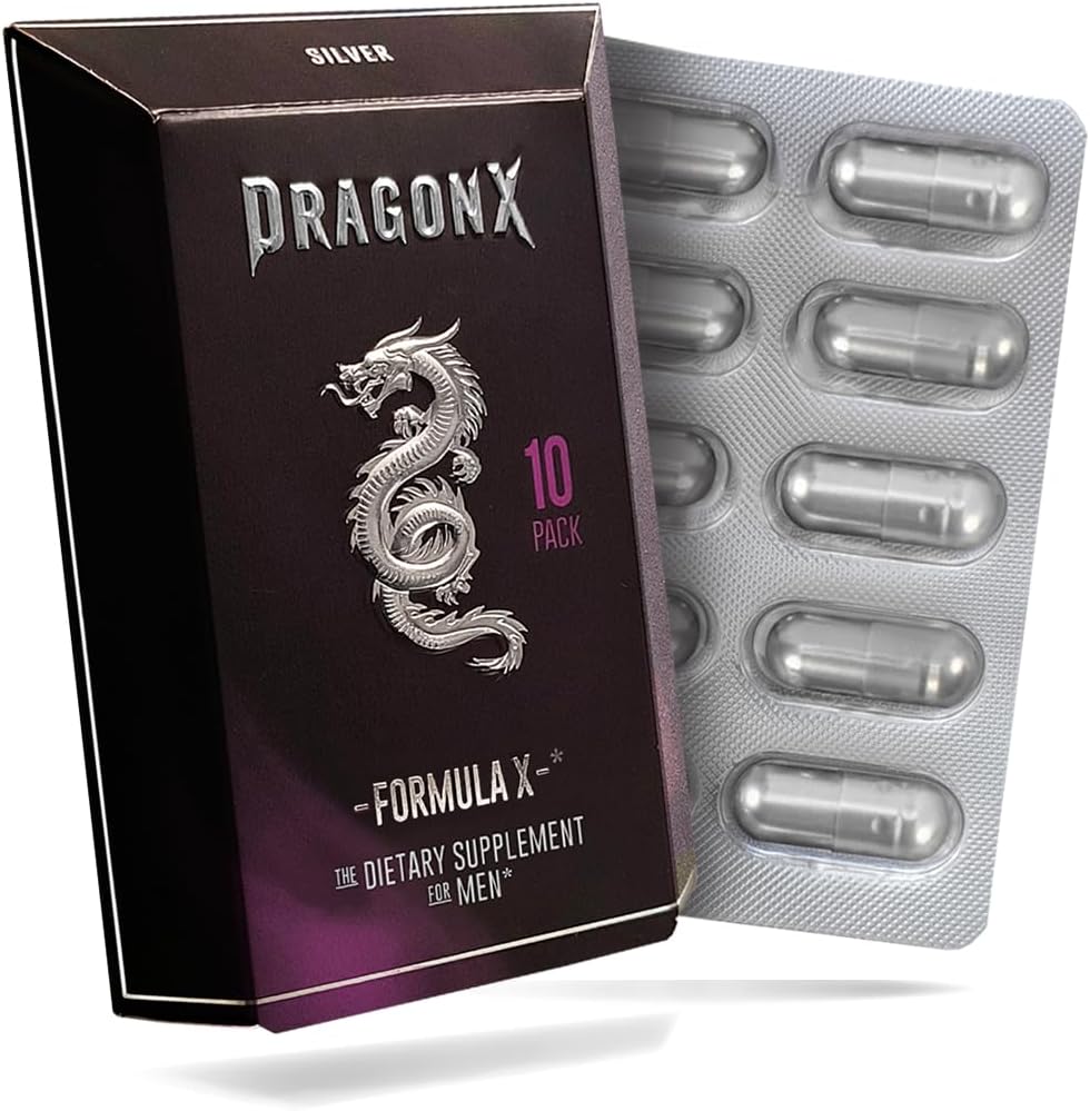 DRAGONX Supplément Homme Argent pour l'endurance, la force, l'énergie, l'endurance et la conduite. Agissant rapidement, formule longue durée de 10 capsules