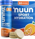 Comprimés électrolytiques Nuun Sport avec magnésium, calcium, potassium, chlorure et sodium, sans gluten et végétalien, orange, 8 paquets (80 portions Total)