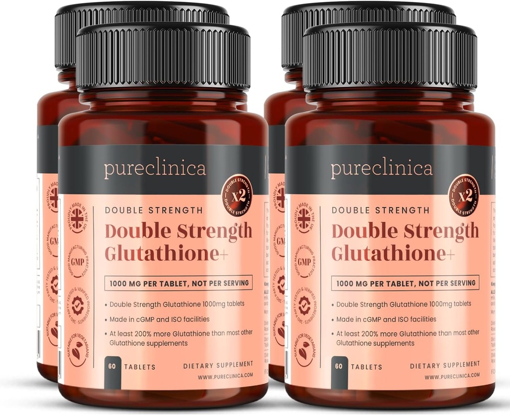 Glutathion 1000mg x 240 comprimés (4 bouteilles de 60)- w/500mg Glutathion, 300mg ALA et 200mg VIT C par comprimé