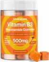 kindnature Vitamine B3 Gommies de niacine - Supplément de 500mg sans flush Niacinamide - Végétalien, Non-OGM, Basse-Calorie, Sans gluten, Sans soja, 3e laboratoire party testé - 1 mois d'approvisionnement, 90 Gommies à croquer
