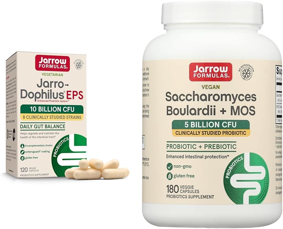 Formules de Jarrow Jarro-Dophilus EPS Probiotiques 10 milliards CFU Saccharomyces Boulardii Probiotiques + MOS 5 milliards CFU Probiotique Levure