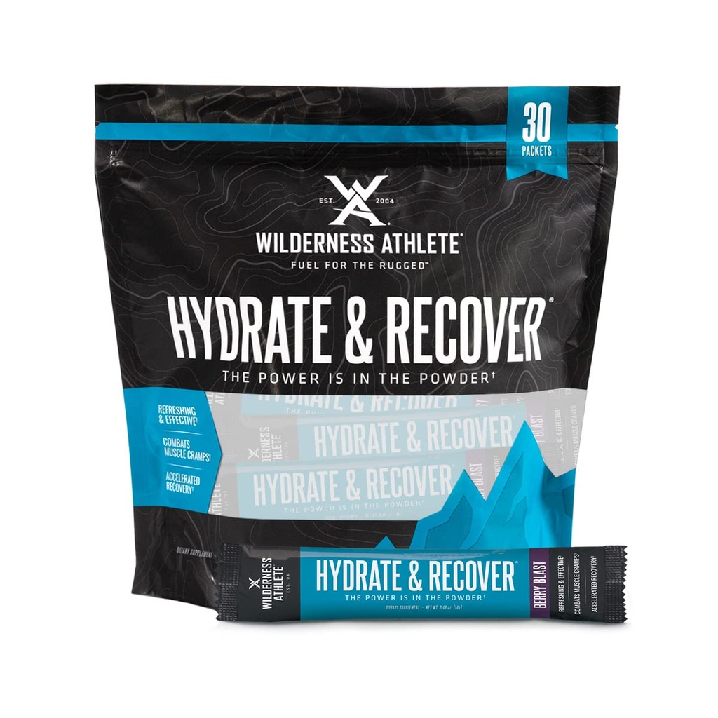 Athlète de la nature - Hydrate et Récupérer les paquets d'hydratation liquide Mélange de boisson d'électrolyte - Récupérer plus rapidement avec Bcaas - 30 paquets d'hydrate à usage unique (Berry Blast),0.49 Ounce (Paquet de 30)