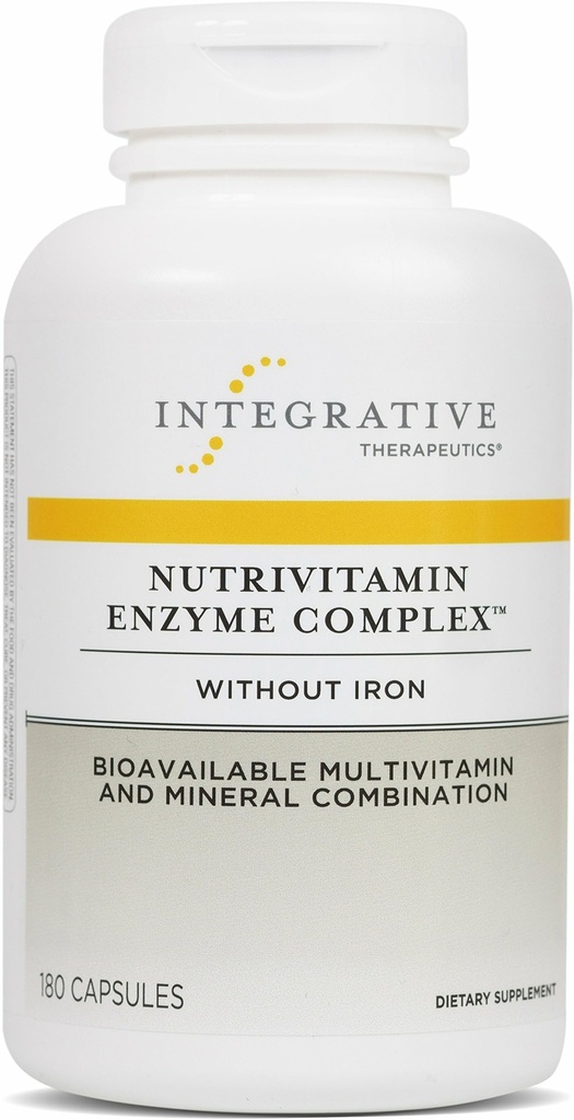 Thérapeutiques intégratives Complexe enzymatique NutriVitamine - Supplément multivitamine pour le soutien antioxydant* - Enzymes digestifs avec nutriments essentiels - Sans lait - 180 capsules (60 portions)