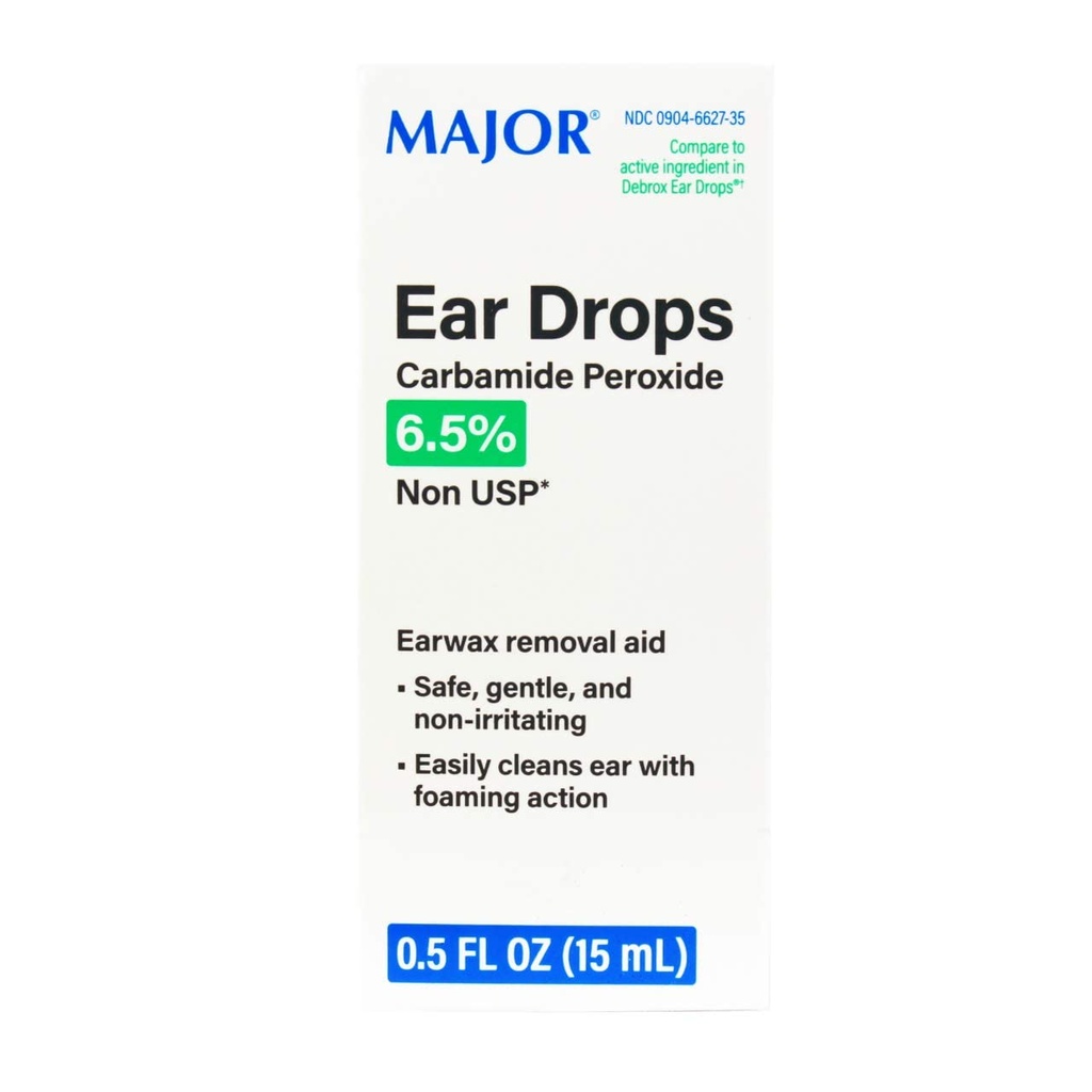 Major Pharmaceuticals 255984 Otic Ear Drop, Compare to Debrox, 15 mL Volume, Boxed