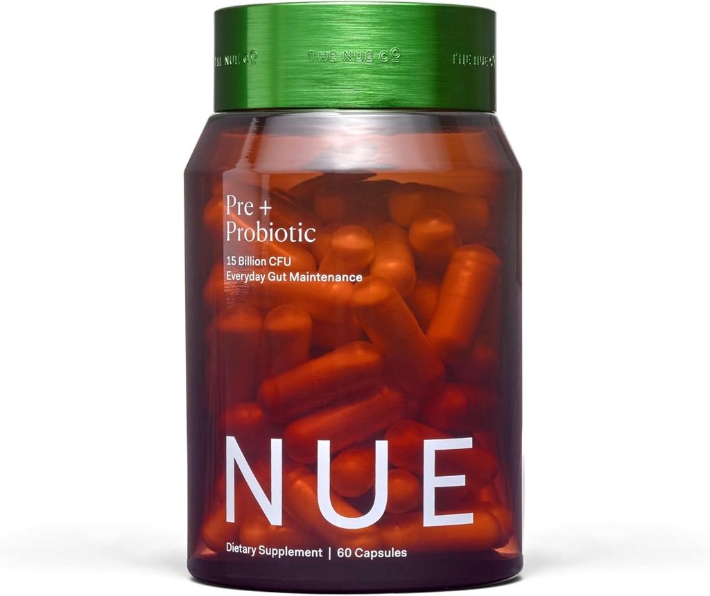 Le supplément Prebiotic + PROBIotic de Nue Co, soutient Gut Health, Synbiotique et Spore Based, IBS Relief, Immunity et Peau, Vegan, Sans gluten, 60 Capsules