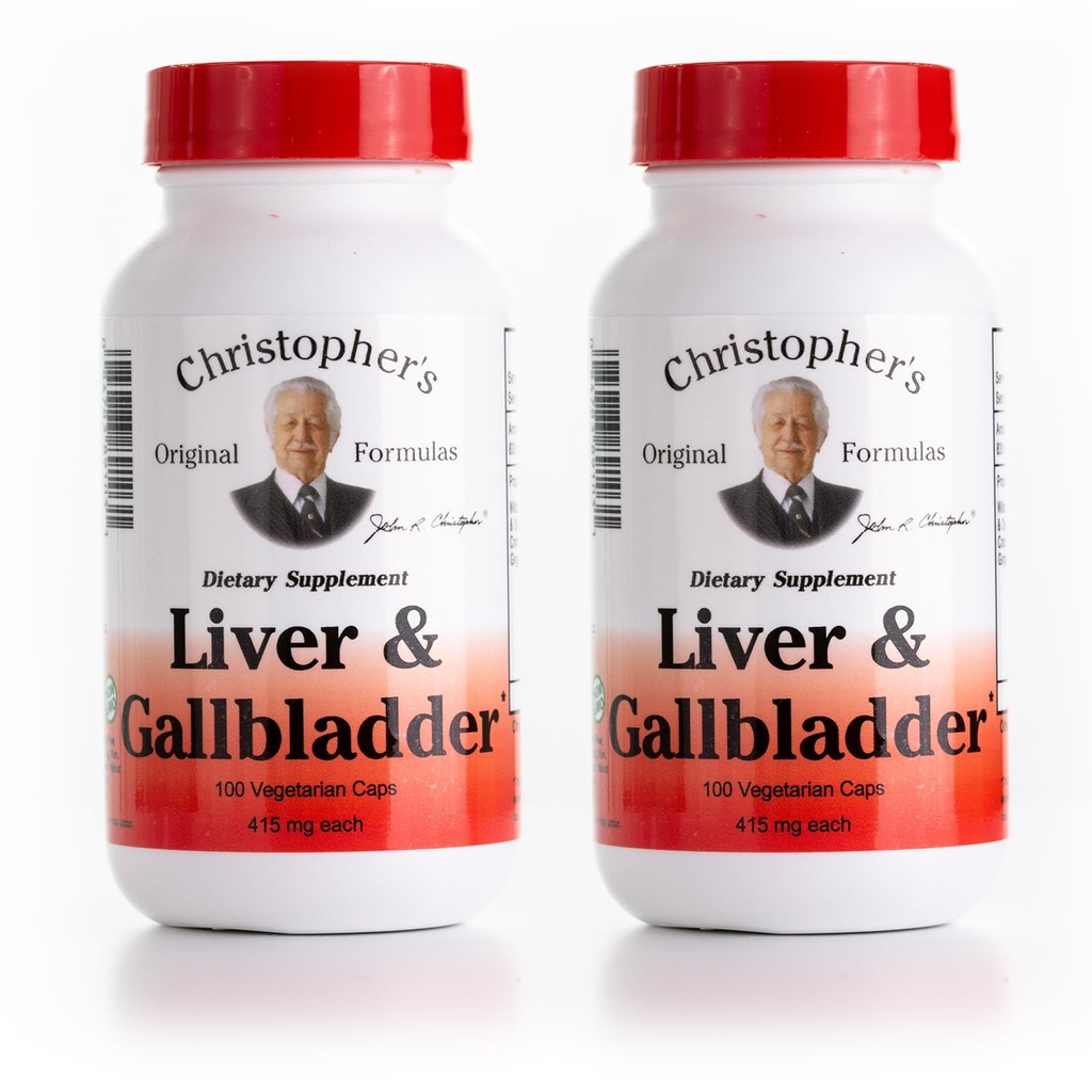 Formules originales de Christopher Capsules de Formule Foie et Gallbladder - Suppléments de Gallbladder avec enzymes digestifs - Supporte le système digestif avec des herbes naturelles - Pack de 2