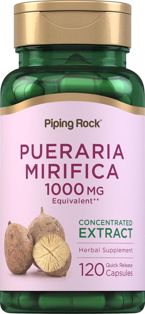 Piping Rock Pueraria Mirifica Capsules | 1000mg | 120 Pills | Herb Extract Supplement | Gluten Free, Non-GMO