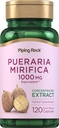 Piping Rock Pueraria Mirifica Capsules $ 1000mg $ 120 pilules $ Supplément d'extrait d'herbe $ Sans gluten, non-OGM