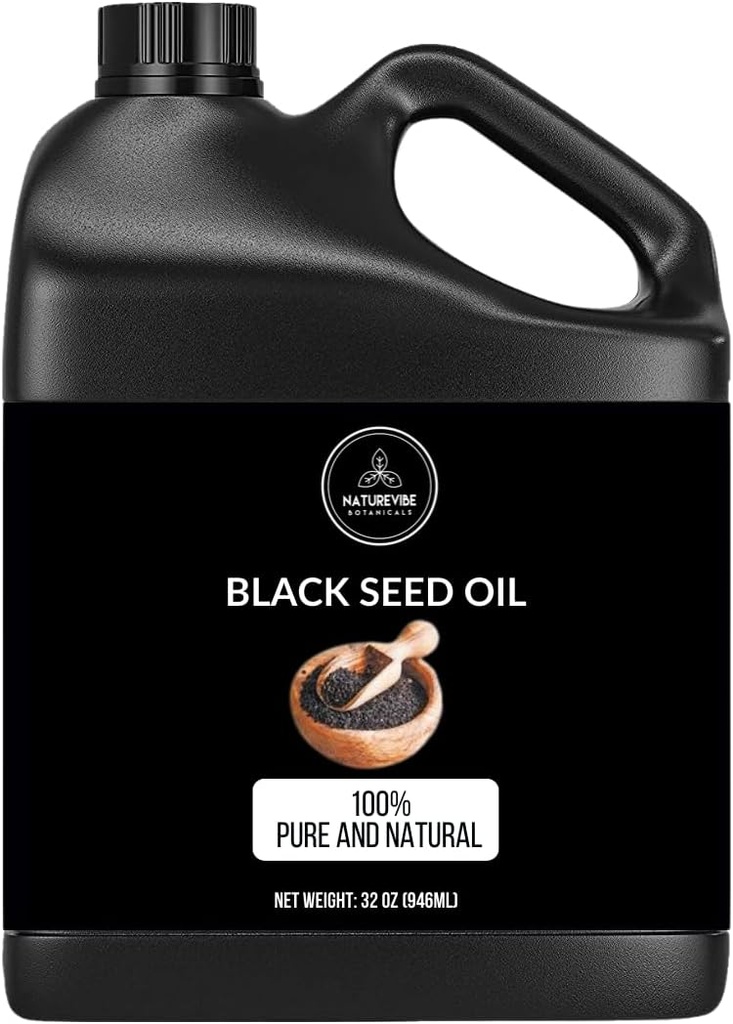 Naturevibe Botanicals Premium Black Cumin Seed Oil, 32 onces , Huile de Kalonji , 100 % vierge Première presse Nigella Sativa pour le soutien immunitaire , Omega 3 6 9 , Non raffiné , Aides Digestion , High Thymoquinone