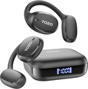 Écouteurs d'oreilles ouverts TOZO OpenEgo Casques Bluetooth, écouteurs sans fil 80Hrs Playtime avec écouteurs, affichage numérique, 32 modes de QE, appel clair, utilisation confortable, Sweat-Proof pour l'entraînement en noir