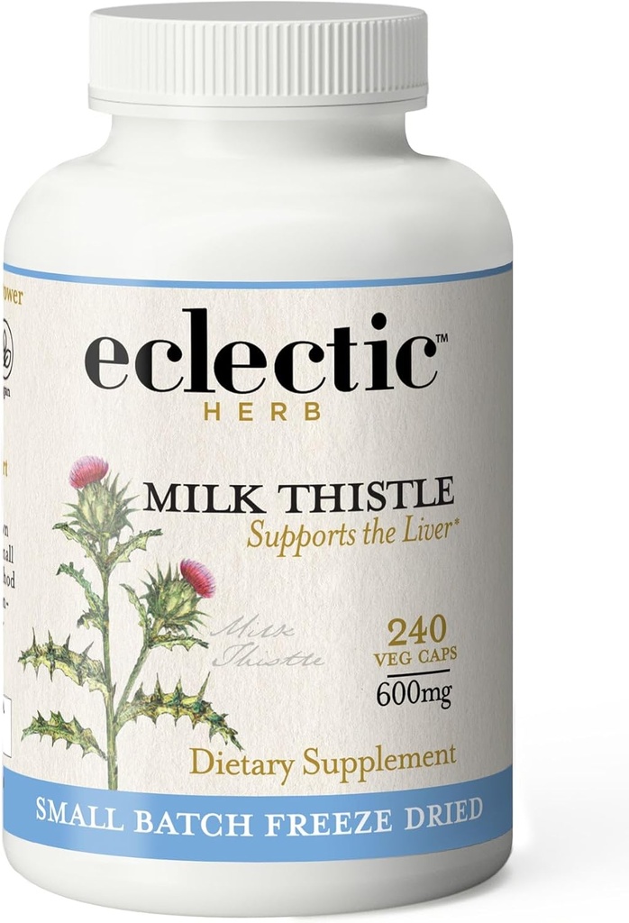 Institut éclectique Thistle de lait non-OGM séché au gel brut avec Silymarin pour le soutien du foie - Détox, nettoyage et entretien