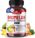 Supplément bromelain avec Quercetin, Zinc, Fenugreek, Turmeric, Ginger, Black Pepper & Probiotiques - Soutient la digestion, la santé articulaire et l'absorption des nutriments