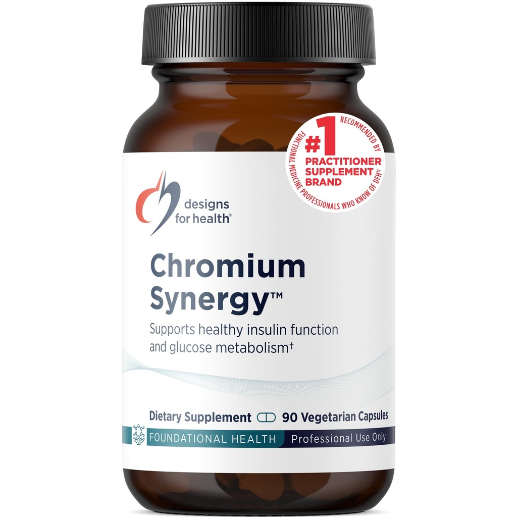 Designs for Health Chromium Synergy - Non-GMO Chromium Nicotinate Glycinate Chelate Supplement with Vanadium, Vitamin D, Manganese, Zinc + Taurine - Cinnamon Powder Base (90 Capsules)