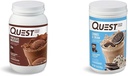 Quest Nutrition Chocolat Poudre de protéines de milkshake, 22g de protéines, 1g de sucre, faible teneur en glucides, sans gluten, 3 livres, 43 portions et biscuits et poudre de protéines de crème; 20g de protéines; 1g de sucre; faible teneur en glucides; sans gluten