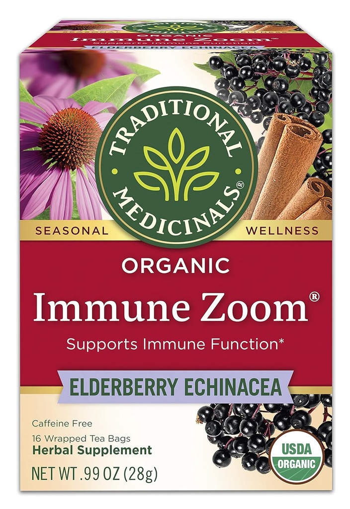 Médicament traditionnel, Immune biologique Zoom Echinacea Elderberry Tea Immune Elderberry, 16 Compte (paquet de 2)