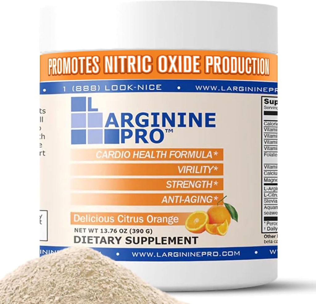 L-Arginine PRO.500mg L-Arginine Plus L-Citrulline 1 100mg Supplément de boisson en poudre orange pour une production accrue d'oxyde nitrique