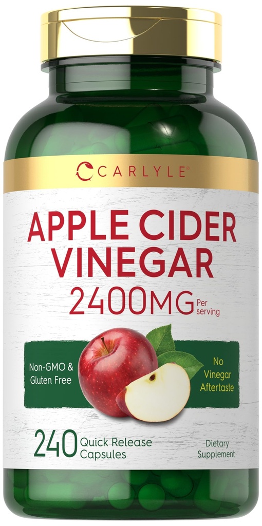 Carlyle Capsules de vinaigre de cidre de pomme $ 2400mg $ 240 Compte $ Non-OGM, supplément sans gluten