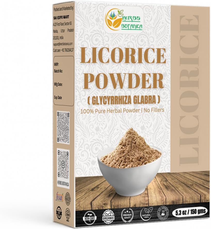 Herbs Botanica Licorice Powder 100% Pure & Natural Licorice Root Powder for Herbal Tea, Skin Care, & DIY Beauty Natural Licorice Root Supplement 5.3 oz Resealable Pack