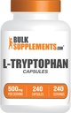 BulkSupplements.com Capsules L-Tryptophane - Supplément Tryptophane, L-Trptophane 500mg - Supplément acide amino, sans gluten - 1 Capsule par portion, 240 Capsules (paquet de 1)