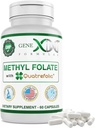 GENEX Folate de méthyle avec Quatrefolic® 1360 mcg DFE (60 capsules) Forme bio-active du folate - 5-méthyltétrahydrofolate.
