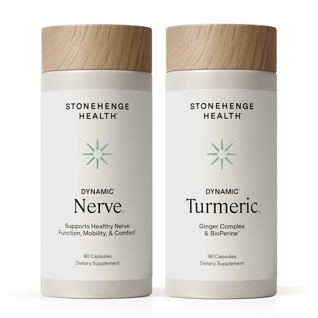 Stonehenge Health Dynamic Nerve + Suppléments de groupe de Turmériques Dynamiques pour soutenir le confort, le tingling, la numération, la combustion